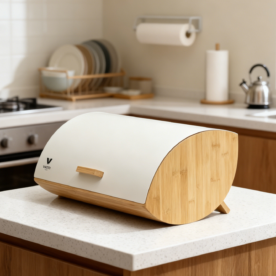 Bread Box Bamboo - صندوق خبز بغطاء من الخيزران، صندوق