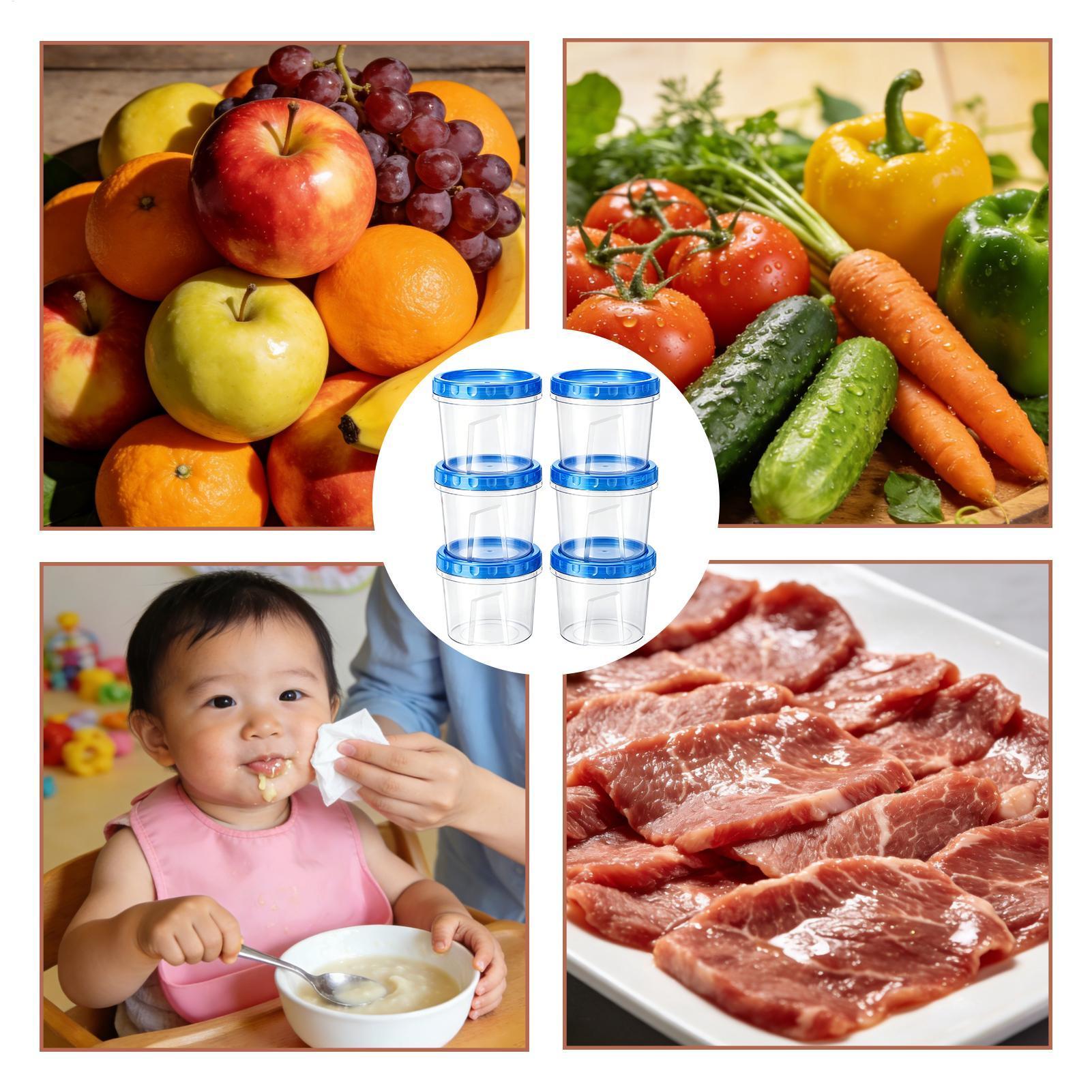Food Storage And Container - حاويات تجميد لتخزين الطعام، 6 قطع،