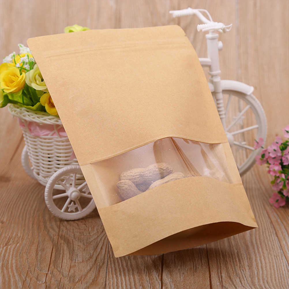 Food Storage Zipper Bags - 50 قطعة من أكياس ورقية كرافت