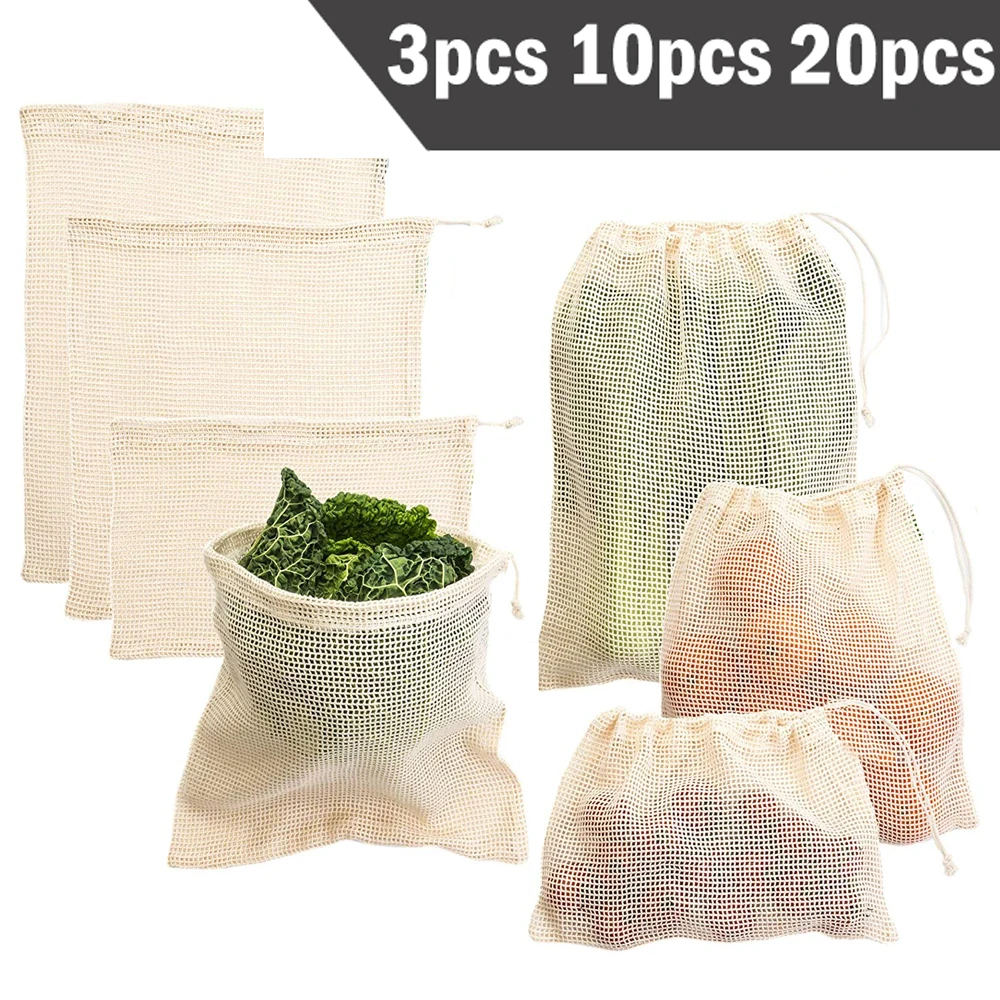 Produce Bag Reusable Mesh - 3 6 10 قطعة مجموعة أكياس