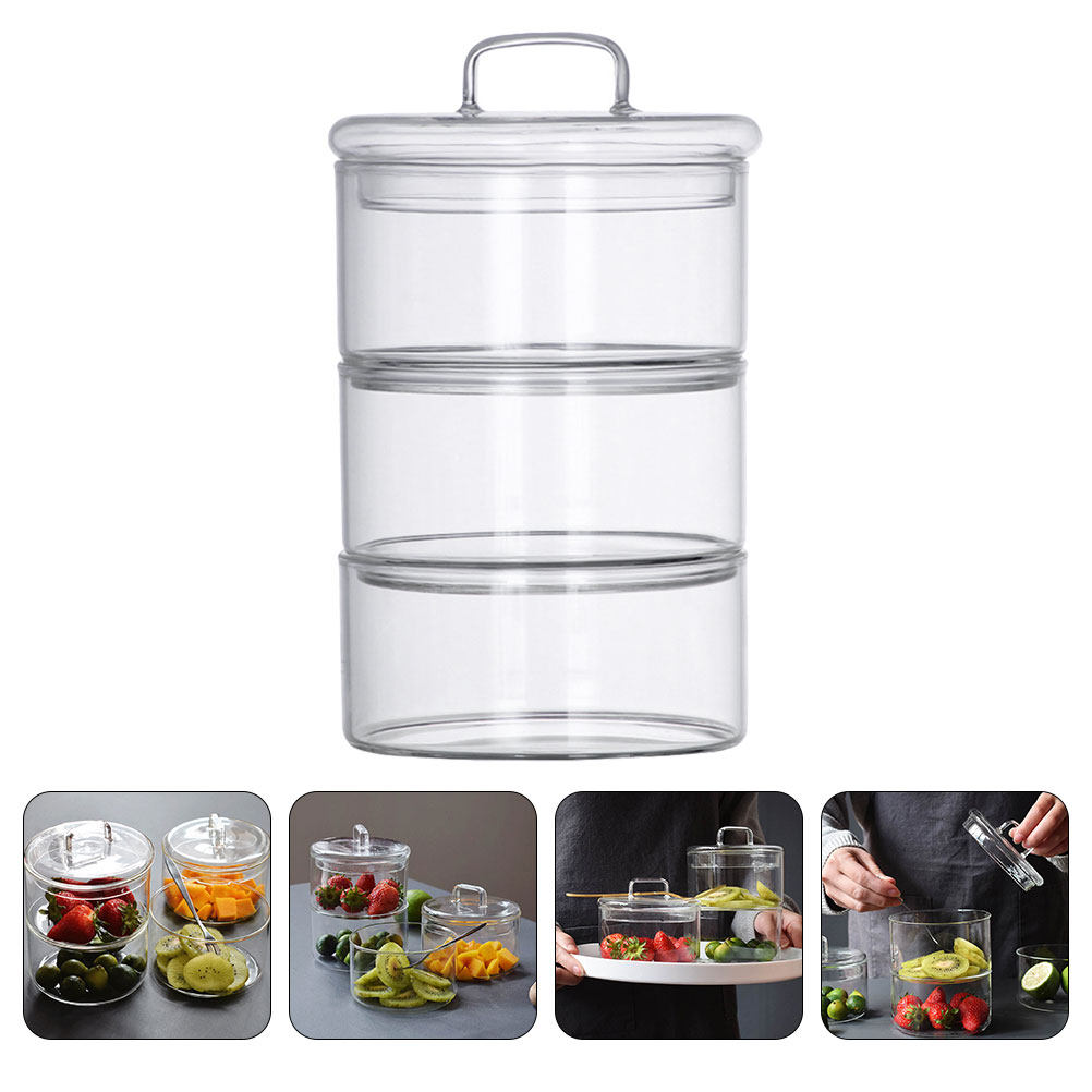 Food Storage Bowls - طقم وعاء تخزين زجاجي شفاف للسلطة،