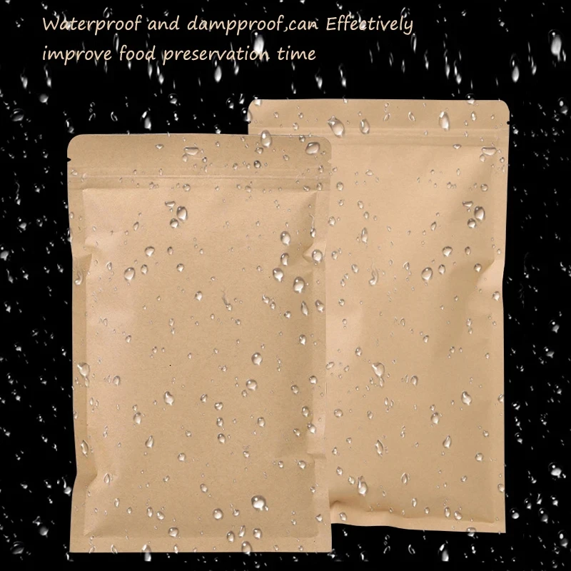 Food Storage Zipper Bags - 100 قطعة من أكياس الورق البني