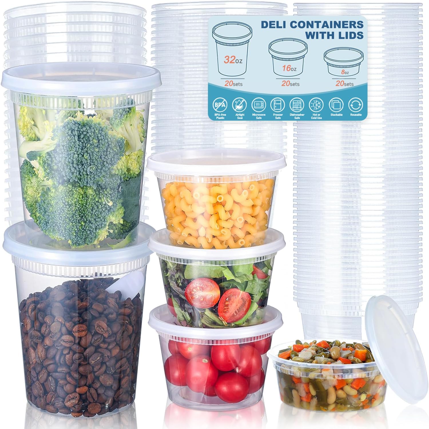 Food Storage Bowls - 24 قطعة من حاويات تخزين الطعام