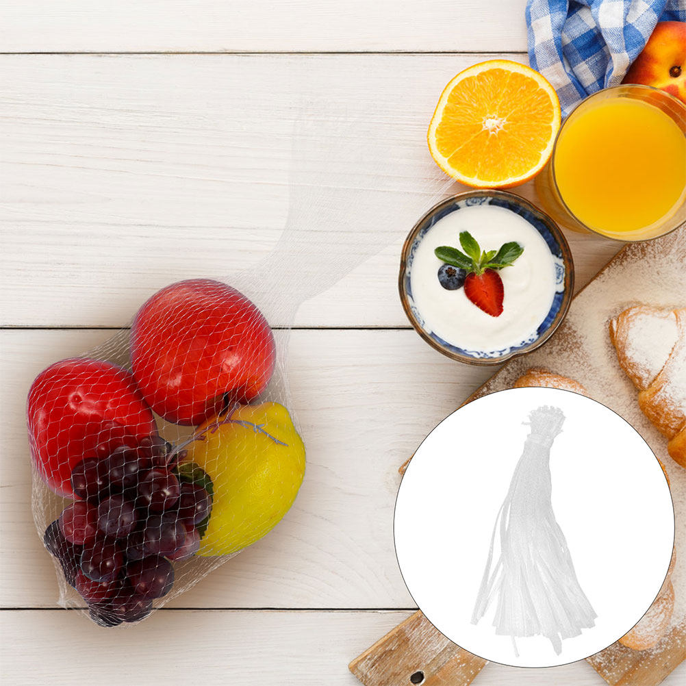 Produce Bag Reusable Mesh - 100 قطعة من أكياس الشبك البيضاء