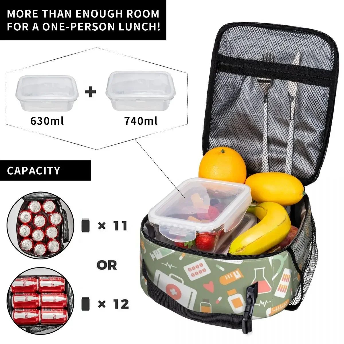 حقيبة غداء معزولة بنمط ممرضات  - مراجعة Food Storage Zipper Bags وسعره