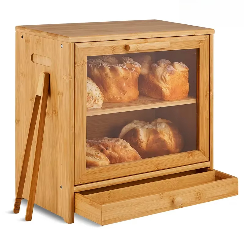 صندوق خبز من الخيزران بطبقتين  - مراجعة Bread Box Bamboo وسعره