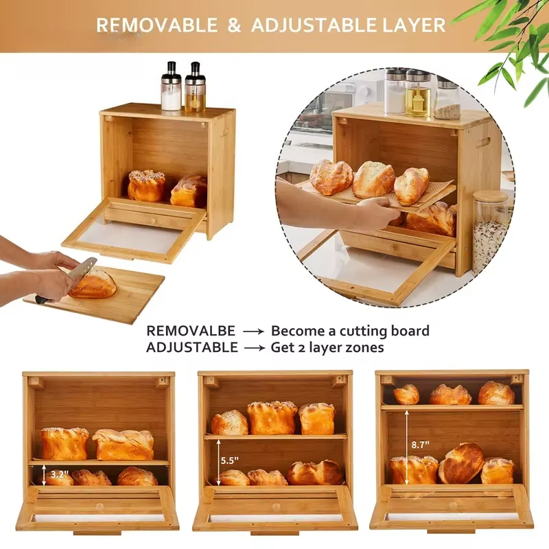صندوق خبز من الخيزران بطبقتين  - مراجعة Bread Box Bamboo وسعره