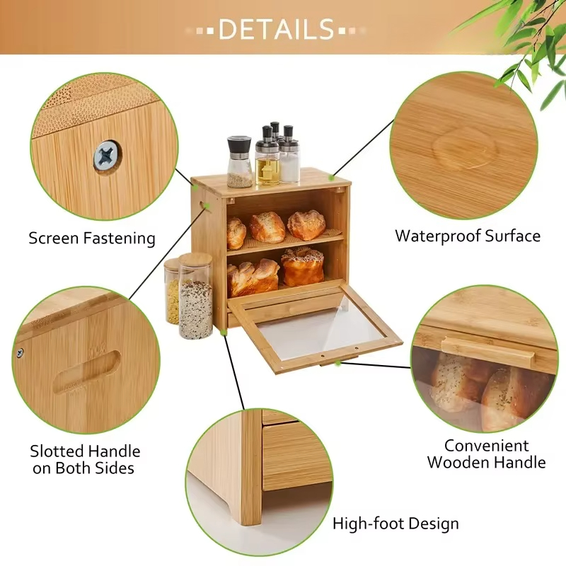 صندوق خبز من الخيزران بطبقتين  - مراجعة Bread Box Bamboo وسعره