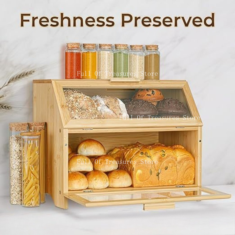 صندوق خبز من الخيزران مناسب لت - مراجعة Bread Box Bamboo وسعره