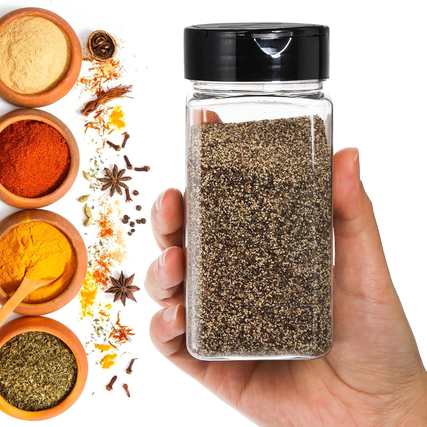 أوعية توابل بلاستيكية مربعة كب - مراجعة Food Storage Jars With Lids وسعره