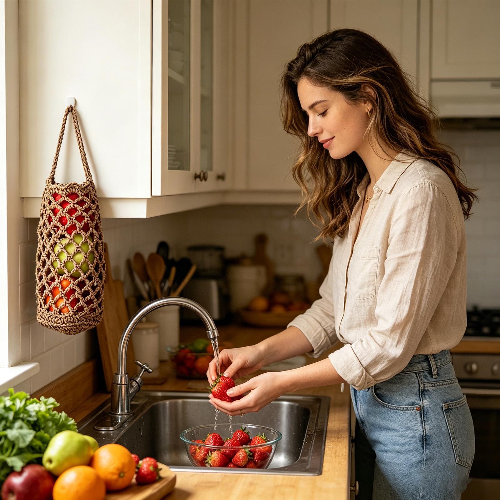 حقيبة تخزين الخضروات المنسوجة  - مراجعة Produce Bag Reusable Mesh وسعره